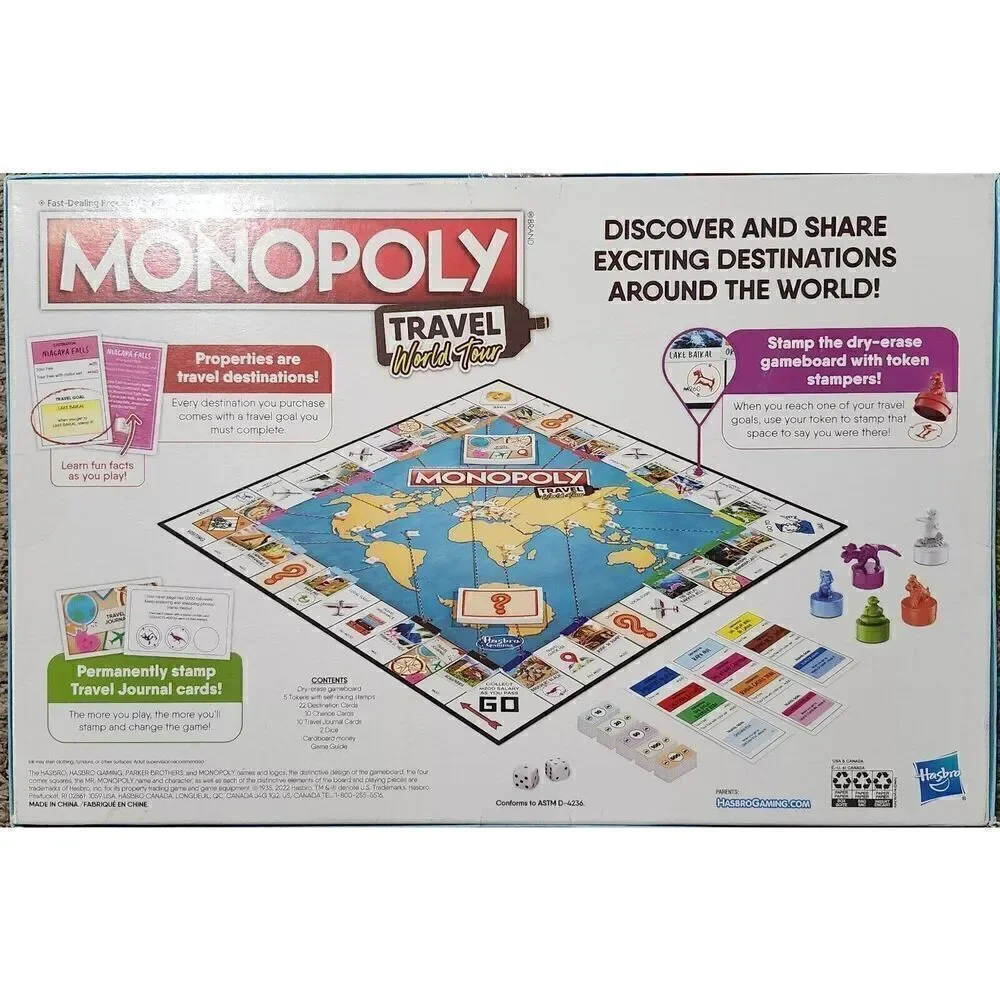 Monopoly Travel World Tour Board Game for Families and Kids Ages 8+